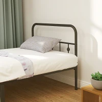 HOMCOM Metalen eenpersoonsbedframe, Eenvoudige Montage, met Geluidsreducerende Rubberen Kits, Zwart(m-8)