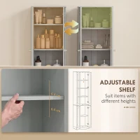HOMCOM Tall Bathroom Storage Cabinet, 6-Tier Slim Bathroom Cabinet with Adjustable Shelf, 4 Soft-Close Doors, Dusty Blue(m-4)