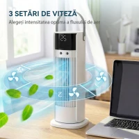 HOMCOM Ventilator de Masă cu Nebulizare, 3 Viteze, Timer 10H, Alb(m-5)