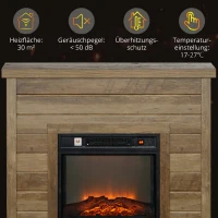HOMCOM Elektrische Haard, 3D-vlameffect, 3 standen, timer, afstandsbediening, naturel hout(m-7)