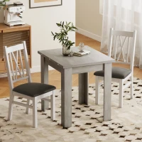 HOMCOM Table à manger extensible rectangle pour 4 à 6 personnes, table de cuisine 70-140 cm, patins en feutre, gris(m-11)