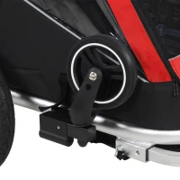 AIYAPLAY Kinderfietskar, 2-zits, 2-in-1 opvouwbare fietskar met verstelbare stoelen en gordels, rood(m-10)