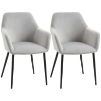 HOMCOM Set Eetkamerstoelen, Comfortabel, 54x57x80 cm, Lichtgrijs(m-11)