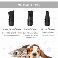 PawHut Hondenföhn Blower 2800 W Hondendroger met instelbare snelheid, temperatuurstanden, 3 mondstukken, verwarming, huisdierföhn voor honden katten huisdieren(m-5)