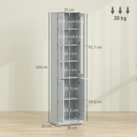 HOMCOM Tall Bathroom Storage Cabinet, 6-Tier Slim Bathroom Cabinet with Adjustable Shelf, 4 Soft-Close Doors, Dusty Blue(m-3)