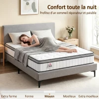 HOMCOM Matelas 140 x 190 cm, 20cm d'épaisseur, matelas à ressorts ensachés 7 zones mousse à mémoire forme au gel rafraîchissant(m-7)
