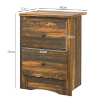 HOMCOM Comodino con 2 Cassetti dallo stile Rustico in Legno, 40x30x56 cm, Marrone(m-3)