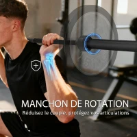 SPORTNOW Barre Olympique de 50 mm en Acier Finition Mate avec Prise Moletée et Manchons Longs, Charge 200 kg, Ø5 x 180 cm, Noir(m-6)