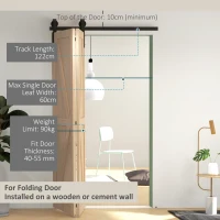 HOMCOM 122 CM schuifdeurbeslagset voor vouwdeuren voor 2 deuren van koolstofstaal(m-4)