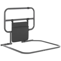 HOMCOM Barandilla de Cama Adulto Asidero para la Cama Plegable con Bolsillo de Almacenamiento 61x66x55 cm Gris(m-11)