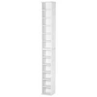 HOMCOM 2 Estanterías para CD o DVD con 12 Compartimentos para 204 CD's y Estante Ajustable 21x22,5x88,5 cm Blanco(m-1)