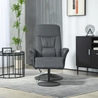 HOMCOM Massagestoel met voetenhocker, ergonomische stoel met 10 vibratiepunten, kunstleer, 76 x 81 x 105 cm, Donkergrijs(m-7)