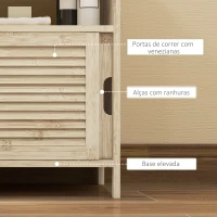 HOMCOM Móvel para Lavatório Pousar em Bambu com Portas Deslizantes de Ripas Compartimento Aberto 60x30x60 cm Madeira(m-6)