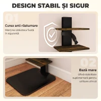 HOMCOM Bibliotecă Tip Turn Multifuncțională cu 11 Rafturi, Maro Rustic(m-6)