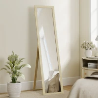 HOMCOM Miroir sur Pied et Mural rectangulaire miroir de sol Pleine Longueur Dressing Chambre salon 37x37x154cm bois naturel(m-10)