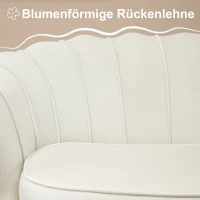 HOMCOM Vintage 2-zitsbank, bank, gestoffeerd meubilair, fluweeloptiek, tot 150 kg, Crème/Goud(m-4)