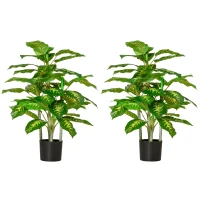 HOMCOM Juego de 2 Árboles Artificiales de 95 cm con Maceta Plantas Sintéticas para Decoración Hogar Salón Oficina Verde(m-12)