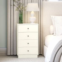 HOMCOM Cómoda para Dormitorio Moderna de 4 Cajones Cajonera Estrecha para Salón Pasillo 47x29x75 cm Blanco(m-7)