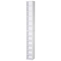 HOMCOM cd-kast cd-rek met 6 vakken staande kast tweedelige set met twee open opbergvakken spaanplaat wit 21 x 22,5 x 88,5 cm(m-11)