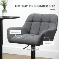 HOMCOM barkrukken, set van 2, tegenkrukken, in hoogte verstelbaar, draaibaar, in retro-design(m-6)