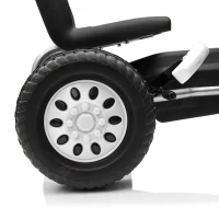 AIYAPLAY Go Kart para Niños de +3 Años con Asiento Ajustable Volante Freno Manual Marco de Aluminio y Acero Carga 30 kg Blanco(m-11)