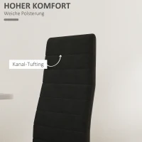 HOMCOM Set van 4 Eetkamerstoelen, Armloos ontwerp, Stofbekleding, Metalen poten, Zwart(m-5)