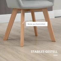HOMCOM Set van 2 stoelen, eetkamerstoelen, met een fluwelen uitstraling en houten poten, afmetingen 54 cm x 57 cm x 80 cm, in de kleuren grijs en natuurlijk hout(m-6)