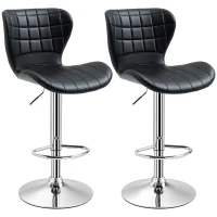 HOMCOM Lot de 2 Tabourets de Bar Design Contemporain Hauteur d'assise réglable 59-81 cm pivotant 360° PU noir(m-11)
