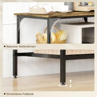 HOMCOM Bakkersrek, 3-niveau keukenrek met stalen frame, Rustiek-Bruin+Zwart(m-6)