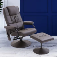 HOMCOM Massagestoel Relaxstoel, incl. voetenkruk, 10 vibratiepunten, 1 afstandsbediening; 77 cm x 84 cm x 95 cm, Bruin(m-7)