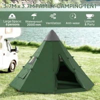 Outsunny 6 Men Tipi Tent with Carry Bag - Green(m-4)