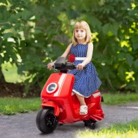 AIYAPLAY 6V Elektrische Kindermotor met Koplamp en Muziek, Voor- en Achteruit, Trainingswielen, 18-36 Maanden, Rood(m-2)