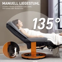 HOMCOM Relaxfauteuil met ligfunctie, draaibaar, tot 150 kg, kunstleer bekleding, stalen frame, donkergrijs(m-4)