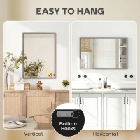 HOMCOM Wall Bathroom Mirror, 50 x 70 cm Wall-Mounted Mirror for Living Room, Bedroom, Hallway, Grey(m-5)