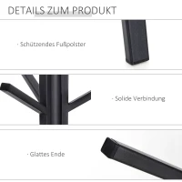 HOMCOM Kapstok in Scandinavisch design, kledingrek, 7 kledinghaken, zwart + bruin(m-5)