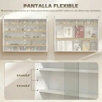 HOMCOM Vitrina de Pared de Madera con Estantes Ajustables y 2 Puertas Correderas de Cristal 80x9,5x60 cm Blanco(m-4)