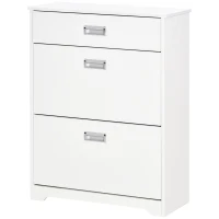 HOMCOM Meuble à chaussures avec 2 tiroirs rabattables étagère réglable + 1 tiroir  jusqu'à 16 paires 70L x 29l x 92H Blanc(m-12)