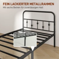 HOMCOM Metalen eenpersoonsbedframe, Eenvoudige Montage, met Geluidsreducerende Rubberen Kits, Zwart(m-6)