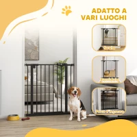 PawHut Cancellino per Cani e Animali Domestici con Chiusura Automatica per Scale e Ingressi, 68x77 cm, Nero(m-7)