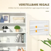 HOMCOM Boekenplank Wandplank Plank, 2 planken, 76 cm x 40 cm x 178,5 cm, Wit(m-5)