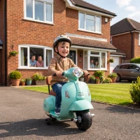 AIYAPLAY Moto électrique enfant Mini Vespa GTS 6V Moto électrique avec batterie lithium Siège ergonomique et dossier 1,5-3 ans(m-6)