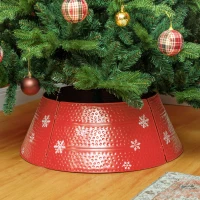 HOMCOM Falda para Árbol de Navidad de Metal Impermeable Decoración para Árbol Navideño 66x66x23 cm Rojo(m-2)