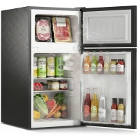 HOMCOM 88L Under Counter Fridge Freezer, Small Refrigerator with 5-Setting, 3 Star Freezer Rating, Black(m-11)