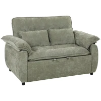 HOMCOM Sofá Cama 2 Plazas Sofá Cama 3 en 1 de Terciopelo 137 cm Respaldo Ajustable Asiento Amplio 2 Cojines Verde(m-1)