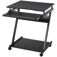 HOMCOM Movable Computer Desk with 4 Moving Wheels and Keyboard Tray Black(m-10)