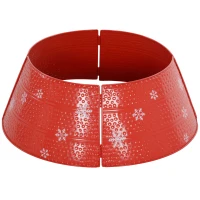 HOMCOM Falda para Árbol de Navidad de Metal Impermeable Decoración para Árbol Navideño 66x66x23 cm Rojo(m-11)