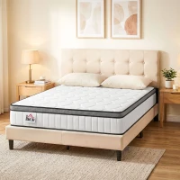HOMCOM Matelas 140 x 190 cm, 20cm d'épaisseur, matelas à ressorts ensachés 7 zones mousse à mémoire forme au gel rafraîchissant(m-10)