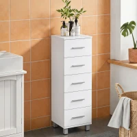 HOMCOM Badkamerkast Smalle badkast met 5 lades voor badkamer  30 x 30 x 95 cm Wit(m-2)