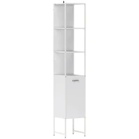 HOMCOM Tall Bathroom Cabinet with Open Shelves and Adjustable Shelf - White(m-1)