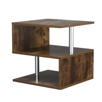 Salontafel bijzettafel koffietafel theetafel houtnerf metaal bruin(m-10)